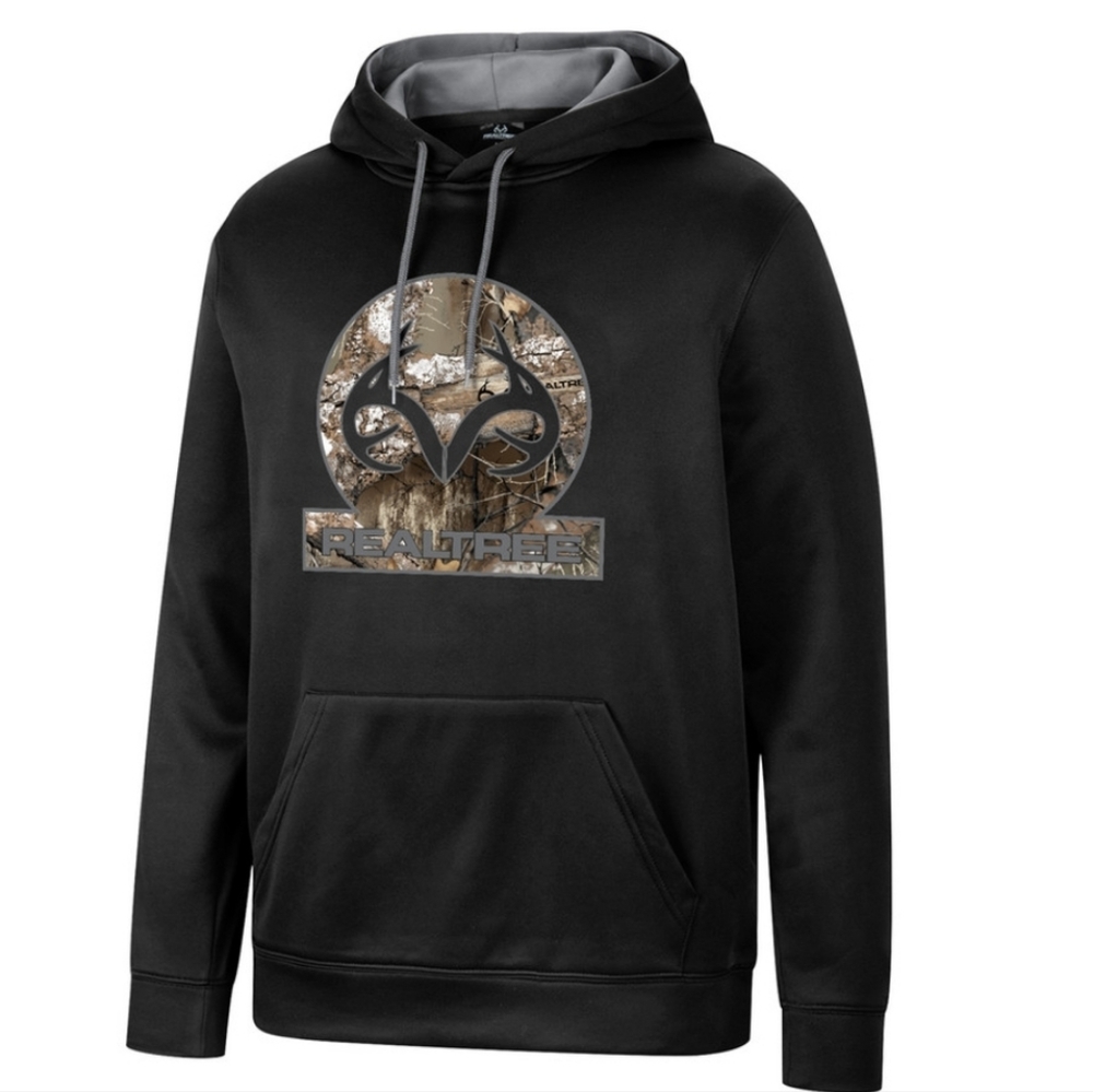 REALTREE Realtree Men's black gray fleece pullover hoodie sweatshirt NWT